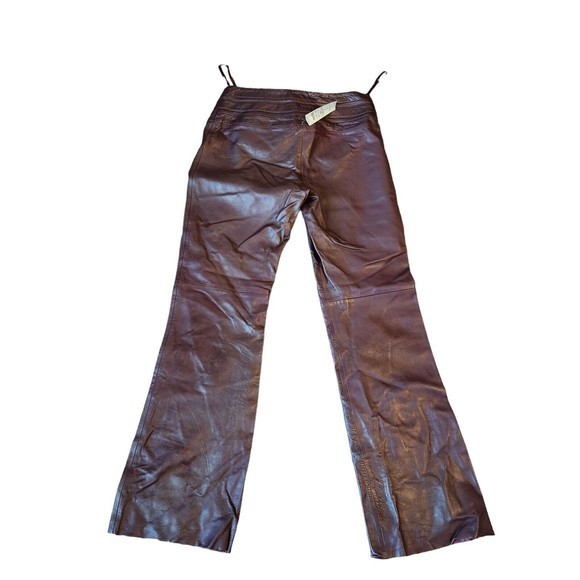 Cache Lambs Leather Maroon Pants Wine Womens Size 8 Pants - Picture 2 of 6